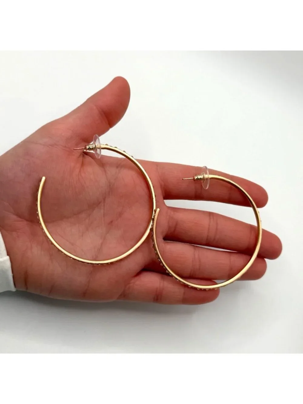Kendra Scott Veronica Hoop Earrings Rose Gold Crystal Accents